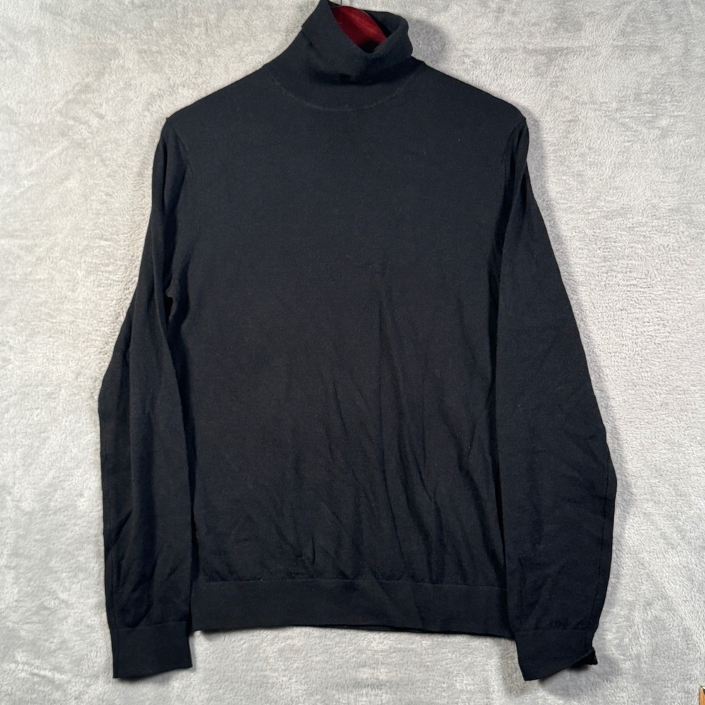 Reiss Turtleneck Sweater Mens M Black Merino Wool Caine Pullover